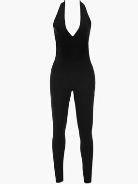 House of CB Black Halter V-Neck Jumpsuit